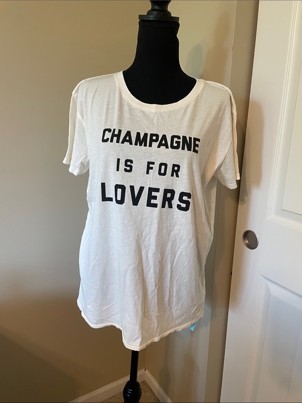 Amuse Society Cream Graphic 'Champagne Is For Lovers' Short Sleeve Tee
